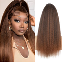 Afro Kinky Straight Wrap Around Ponytail Yaki Straight Pony Tails Extensions for Black Women Clip in Ponytail Extension Girls Magic Paste Ponytail (22", #33)