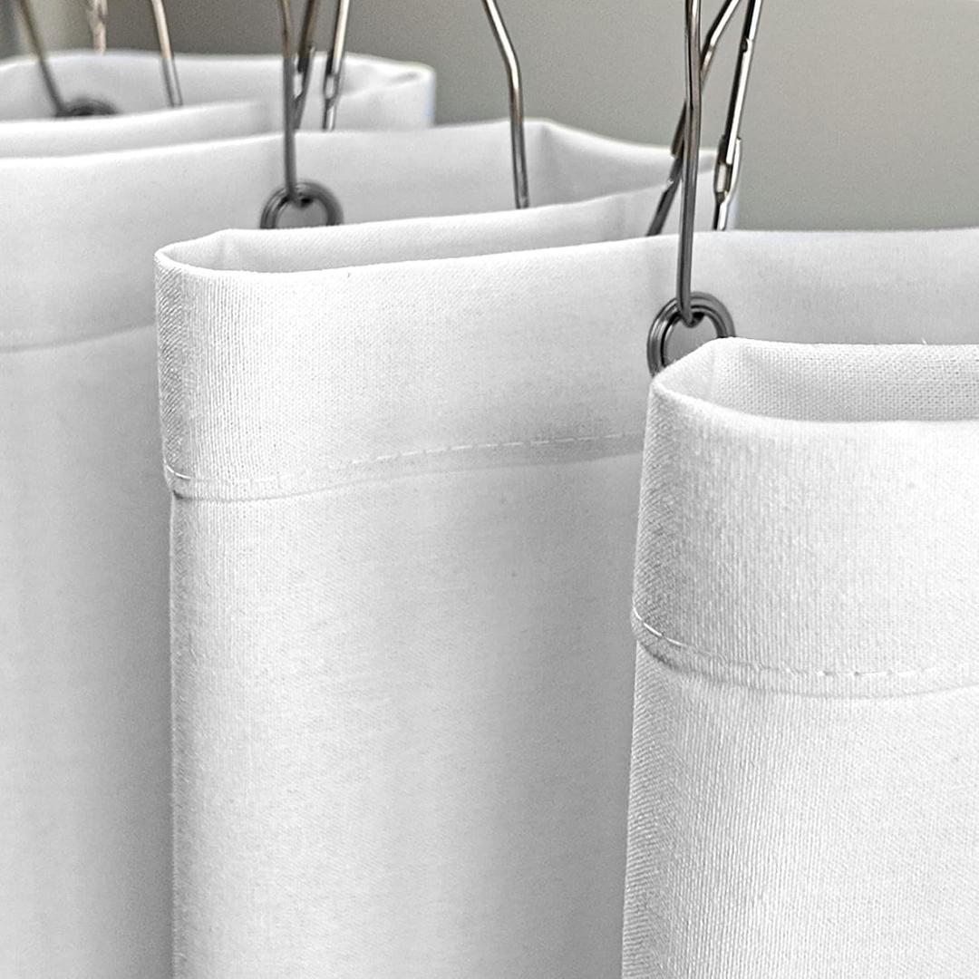 YISURE Stall Shower Curtain Cotton Fabric 60 x 84 inch, Small Shower Curtains, Narrow White Linen Textured Heavy Duty for Bathroom Hotel Luxury Washable