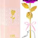 Mothers Day Mom Gifts for Women Grandma, Artificial Forever Birthday Flowers Galaxy Glass Eternal Roses with Heart Shaped Crystal Vase, Mother's Day Anniversary Wedding Rose Gifts for Wife Sister