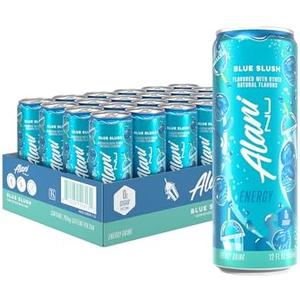 Alani Nu BLUE SLUSH, Sugar Free, Low Calorie Energy Drinks, 200mg Caffeine, Biotin, B Vitamins, Zero Sugar, 10 Calories, 12 Fl Oz Cans,13 Pack, Best Before Oct, 2027