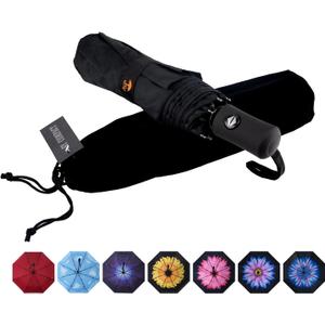 SY COMPACT Travel Umbrella Windproof Automatic Umbrellas-Factory Outlet umbrella (black)
