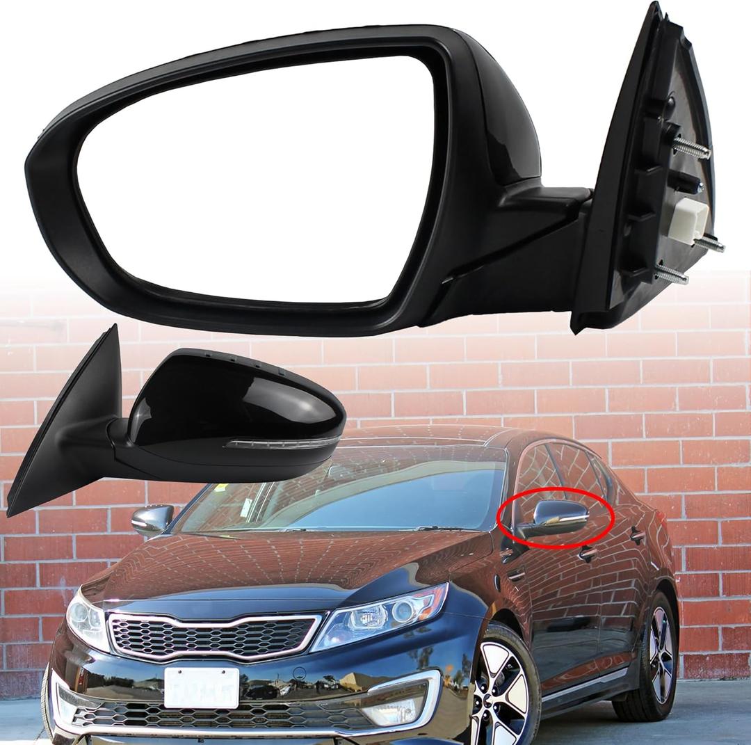 Left Driver Side Door Mirror Compatible with 2011 2012 2013 Kia Optima SX/LX/EX (5 PINS) Black Manual Folding Non Heated Power Glass Replaces KI1321152 87620-2T110 876202T110