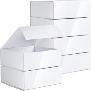 Stockroom Plus Bridesmaid Proposal Box Set - 6-Pack Glossy White Magnetic, 9.5 x 9.5 x 3.5 In - Bridal & Groomsmen Gift Box with Lid