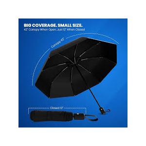 Rain-Mate Windproof Compact Umbrellas for Rain  Black 3 Pack