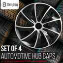 Shirry Group Hubcaps 4-Pack Kit, 17 inch Hub Caps Set of 4 Wheel Covers with Universal Snap-On Retention Rings, 2-Tone ABS Plastic Black and Silver Car Rims for All Models (SG-5084-DP-17)