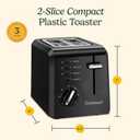 Cuisinart CPT-122BK 2-Slice Compact Plastic Toaster, Slots for Bagels & Bread, 7 Shade Settings, Cancel/Defrost/Reheat Functions, Removable Crumb Tray, Small Kitchen Appliance for Home & Office, Black