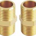 YOUHO 2-Pack 1/2" NPT Male Thread Brass Pipe Nipple Adapter Fittings