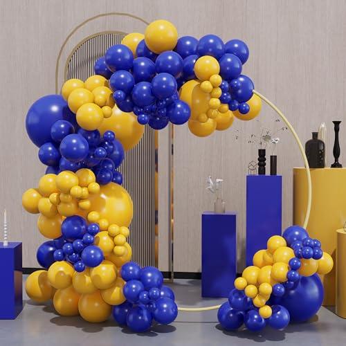 Blue and Yellow Balloon Arch Kit-134pcs Royal Blue and Lemon Yellow Balloons Garland for Boy One Oh Baby Shower Bridal Shower Gender Reveal Graduation Birthday Party Decorations