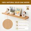 Oak Floating Shelves for Wall 20 Inch (Width 4"), Natural Wood Wall Shelves Display Picture Ledge Shelf for Living Room Bedroom Bathroom Kitchen Office Decor and Storage, 4x20 inch