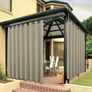 BONZER Outdoor Waterproof Curtains for Patio Wide Grommet Sunlight Blocking Outside Curtains for Gazebo, Porch, Pergola, Pavilion, 1 Panel, 110W x 95L inch, Taupe