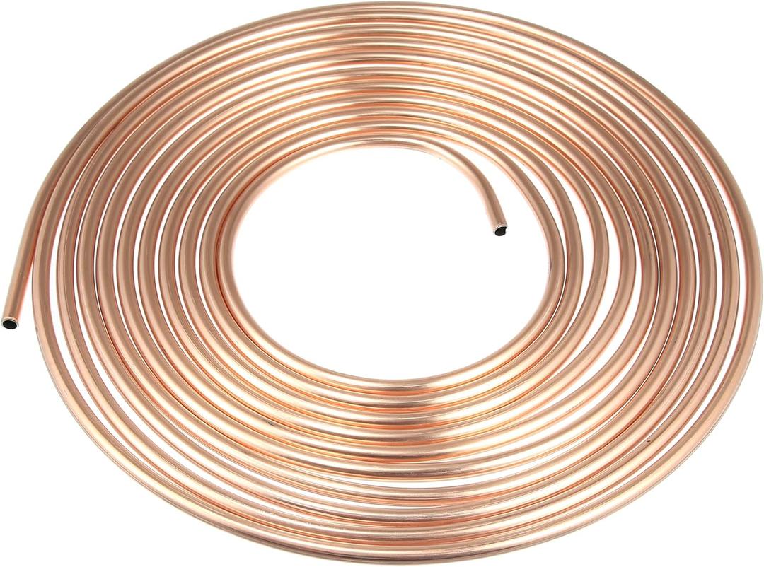 X AUTOHAUX 5/16" Car Brake Line Tubing 25ft Tubing Coil for Hydraulic Braking Systems and Transmission System Copper Tone