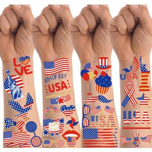 100 PCS 4th of July Temporary Tattoos Fourth of July Accessories 4th of July Accessories Party Favors Decorations USA Tattoos Patriotic Stickers 4th of July Outfits for women Fourth of July Deals