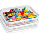 3PCS Clear Hard Plastic Zipper Case, Double Zippers Hard Pouch, Portable Travel Organizer Bin Clear Makeup Bag for Toy Storage, Snack Bag, Cosmetics, Pencil Case, Diaper Bag, Toiletry Bag (3PCS-L)