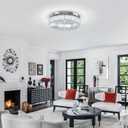 16.5" Crystal Chandelier LED Modern Flush Mount Ceiling Light Fixtures Round Ring Luxury Large Chandelier for Living Room Bedroom Dining Room Entrance (Cool white-16.5")