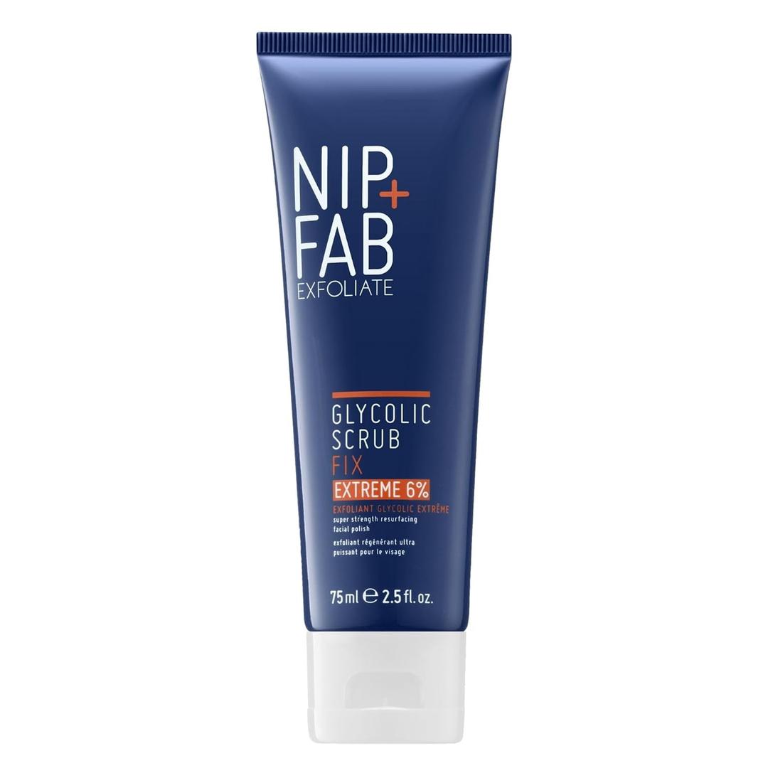 Nip + Fab Glycolic Fix Scrub Extreme (2.5 fl oz) – 6% Glycolic Acid 3-in-1 Facial Exfoliator & Pore Refiner – Deep Cleansing AHA BHA Face Scrub for Brightening & Smoothing