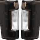 HECASA Pair Tail Light Compatible with 2017-2019 Ford F250 F350 F450 Super Duty Pickup Truck Replacement for FO2800256 FO2801256 Tail Rear Lamp w/o Blind Spot Smoke Lens Chrome Housing LH&RH
