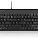 Perixx PERIBOARD-409U Wired USB Mini Keyboard, Black, US English Layout
