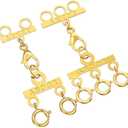 Dailyacc Lucky Necklace Layering Clasp 18K Gold and Silver Multi Strand Clasps for Stackable Necklaces (2Pcs Clasp 2 + 3 Gold)