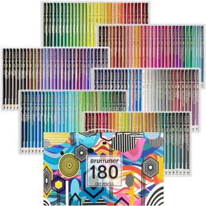 LBW 180 Colored Pencils for Adult Coloring Books, 12 Metallic Pencil, Oil Based Soft Core Professional Color Pencils for Artists Beginners, Drawing Coloring Sketching Blending
