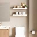 Ballucci Floating Shelves for Wall, 24" Wood Wall Shelf Set of 2, with Invisible Brackets for Bathroom, Living Room, Bedroom, Kitchen, Nursery, 8" Deep, White