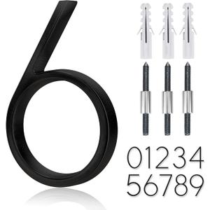 5" Stainless Steel Floating House Number, Metal Modern House Numbers, Mailbox Decor Number with Nail Kit, Coated Black, 911 Visibility Signage (6) or (9)