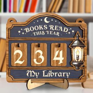 Books Read This Year Counter, Reading Tracker Sign for Home Library Decor, Book Suncatcher Ornament, Book Lover Gift for Librarian, Reader, Teacher, Women, Bookshelf Accessories for Wall & Table