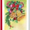 Jingle bells Christmas Card, Merry Xmas Greeting Card, Watercolor Artful Quilling Quilled Card for Holiday, Happy New Year, for Mom, Dad, Grandma, Friend, Boss, Co-worker (Ringbell)