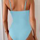 Eomenie One Piece Swimsuit for Women Tummy Control Ruched Bathing Suit Cutout U Wire Swim Suits (Blue) M