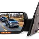 SCITOO fit for Ford for F150 Towing Mirror Reflector with Puddle Lights Black Rear View Mirror fit 2004-2014 for Ford for F150 with Turn Signal Power Control Heated Manual Folding(Driver Side) (Left)