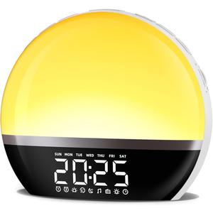 SoundLegend FM Radio Sunrise Alarm Clock Sound Machine Wake-Up Light Sunrise Sunset Simulation Adjustable Volume Brightness Sleep Aid 13 Colors 23 Sounds 28 Tunes Snooze Dual Alarm 4 Timers
