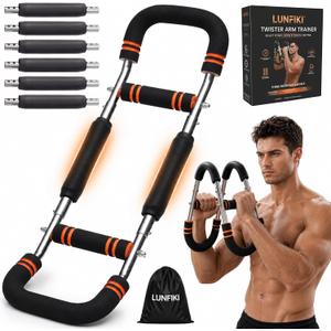 Twister Arm Trainer with 6 Removable Springs, 30-130 LB Adjustable Power Twister Bar, Chest Workout Equipment & Arm Exerciser for Men Women, Portable Upper Body Strength Training for Home Gym