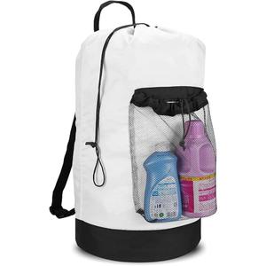 Dalykate Backpack Laundry Bag, Laundry Backpack with Shoulder Straps and Mesh Pocket Durable Nylon Clothes Hamper Bag with Drawstring Closure for College, Travel, Laundromat, Apartment