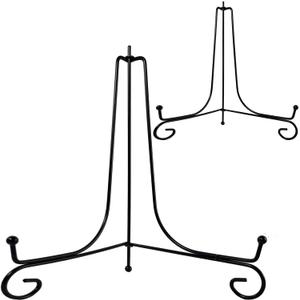 2PCS Premium Black Iron Plate Stands for Display 12 Inch, Decorative Solid Metal Plate Holders for Displaying, Mini Easel, Frame, Book, Card, Plaque, Bowl, Picture Stands for Display
