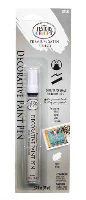 Testors 215153 Decorative Paint Pen, Chisel Tip, White