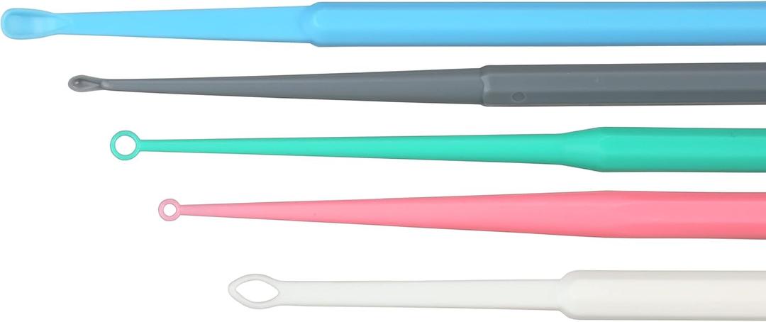 Ear Curettes | Ear Pick Wax Removal Tool Cleaner | Individually Wrapped Plastic Ear Cleaner Tools for Teens Adult Pack of 75 (15 of Each Tip Style)