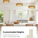VONLUCE 20" Boho Rattan Chandelier, 4-Light Drum Chandelier with 2-Tier Woven Lampshade, Rattan Ceiling Light for Dining Room Bedroom Living Room with E26 Sockets, Gold Finish, ETL Certified