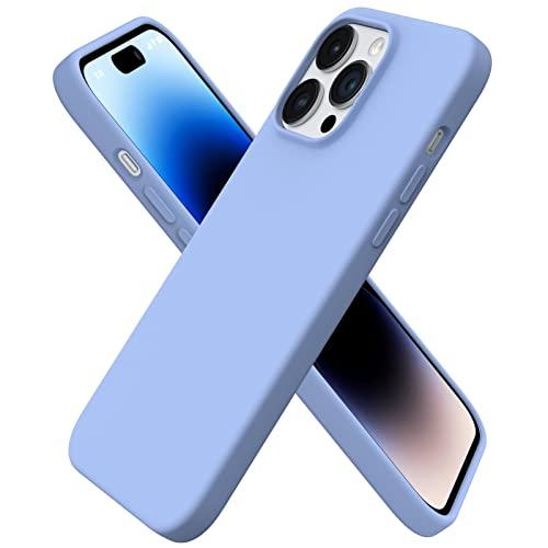 ORNARTO Compatible with iPhone 14 Pro Max Case 6.7, Slim Liquid Silicone 3 Layers Full Covered Soft Gel Rubber Phone Case Protective Cover with Microfiber Lining 6.7 inch-Light Blue