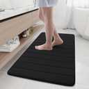 Buganda Memory Foam Bath Mat, 47" x 24", Ultra Soft and Non-Slip Bathroom Rugs, Water Absorbent and Machine Washable Bath Rug Runner for Bathroom, Shower, and Tub, Black