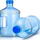 Hoolerry 2 Pieces Water Bottle 1 Gallon Round Plastic Water Jug with Handle Reusable Leak Proof Bottle for Gym Sports Office Daily Cold Liquids Drinking Use, Blue