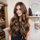 Long Hair Clip in Extensions 4PCS Seamless Clips ins for Women Non-Weft Wavy Easy Hairpieces Charming Wave Synthetic Fiber 22 Inch Full Head Breathable Medium Brown mis Caramel Blonde