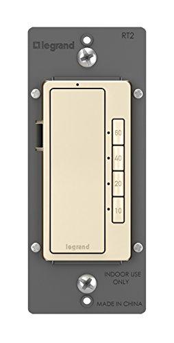 Legrand Radiant Digital Countdown Timer Rocker Light Switch, For Home Lighting Control, with Locator & Time Indicator, 60/40/20/10 Minute Settings, RT2LACCV4, Light Almond, 1 Count