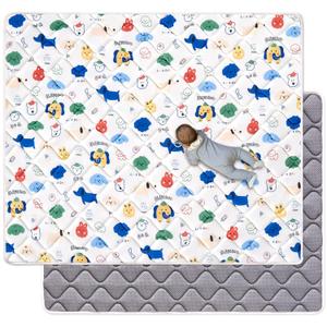 VIVIDVIBEBEARPAS Premium Foam Baby Play Mat 79'' X71'',Thick One-Piece Crawling Mat,Odorless Floor Mat,Non-Slip Cushioned Playmat for Infants,Babies,Toddlers. Machine Washable Easy Care. (Animals)
