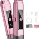 Electric Bikini Trimmer for Women: Razor & Shaver with Dual Heads for Body Pubic Hair, IPX7 Waterproof with LED Display - Rechargeable Lady Trimmer for Underarm Body Leg Face-Coral Pink