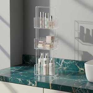 ONELUX 3-Tier Shower Organizer Stand, Acrylic Standing Shower Caddy, Bathroom Corner Shower Caddy (8206)