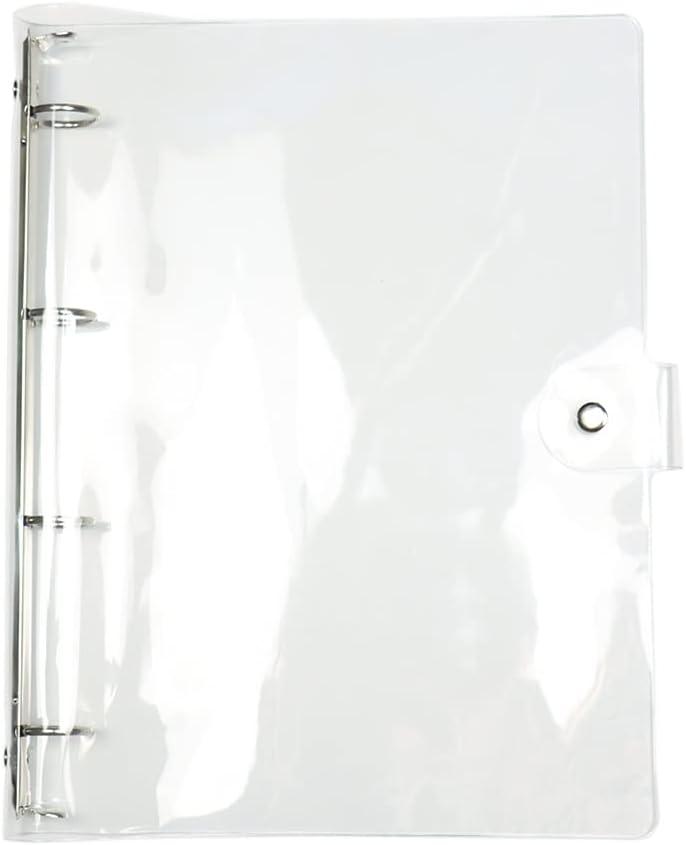 A4 Clear Soft PVC Round Ring Binders Dia 25mm 4-Ring Binder Cover with Snap Button Closure for Loose Leaf Journal Planner Albums DIY (A4-4 Holes(247x320mm))