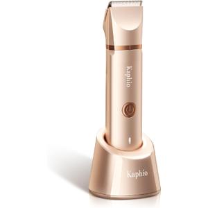 Bikini Trimmer for Women with Dual Head - IPX7 Waterproof & Painless Eletctric Razors for Public Hair - Eletric Shaver for Underarm Leg Body (Gold)