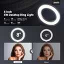 NEEWER Entry Level Version N41 8" LED Ring Light with Desk Clamp Stand/Remote, Overhead Phone Mount Holder Compatible with iPhone, Streaming Video Recording Selfie Nail Tech Food Photography Lighting