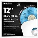 TAKMORK 12-Inch Vinyl Record Inner Paper Sleeves - 80g Heavyweight Paper for 33 RPM LP & Albums, Protective Inserts with Center Hole & Rounded Corners, White, 25pcs