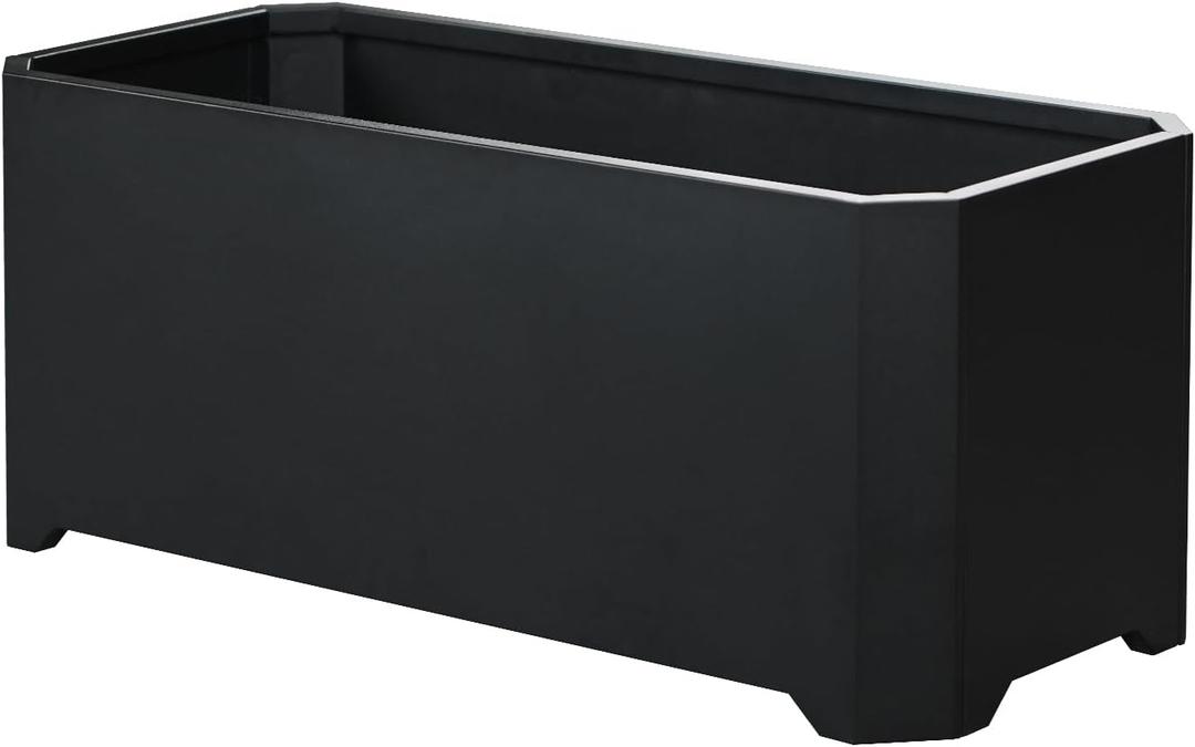Steel Planter Box-36"x15"x15"-Large Rectangular Planters for Outdoor Plants, Black Matel Planter Box Raised Support Feet for Patio, Deck, Garden, Yard, Drain Holes, Easy Assembly