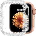 Bling Bumper Case Compatible with Apple Watch Series 6/5/4/SE 3/SE 2/SE 40mm, Diamond Protective Face Cover for Women, Hard PC Frame Protector for iWatch 40mm (Clear)